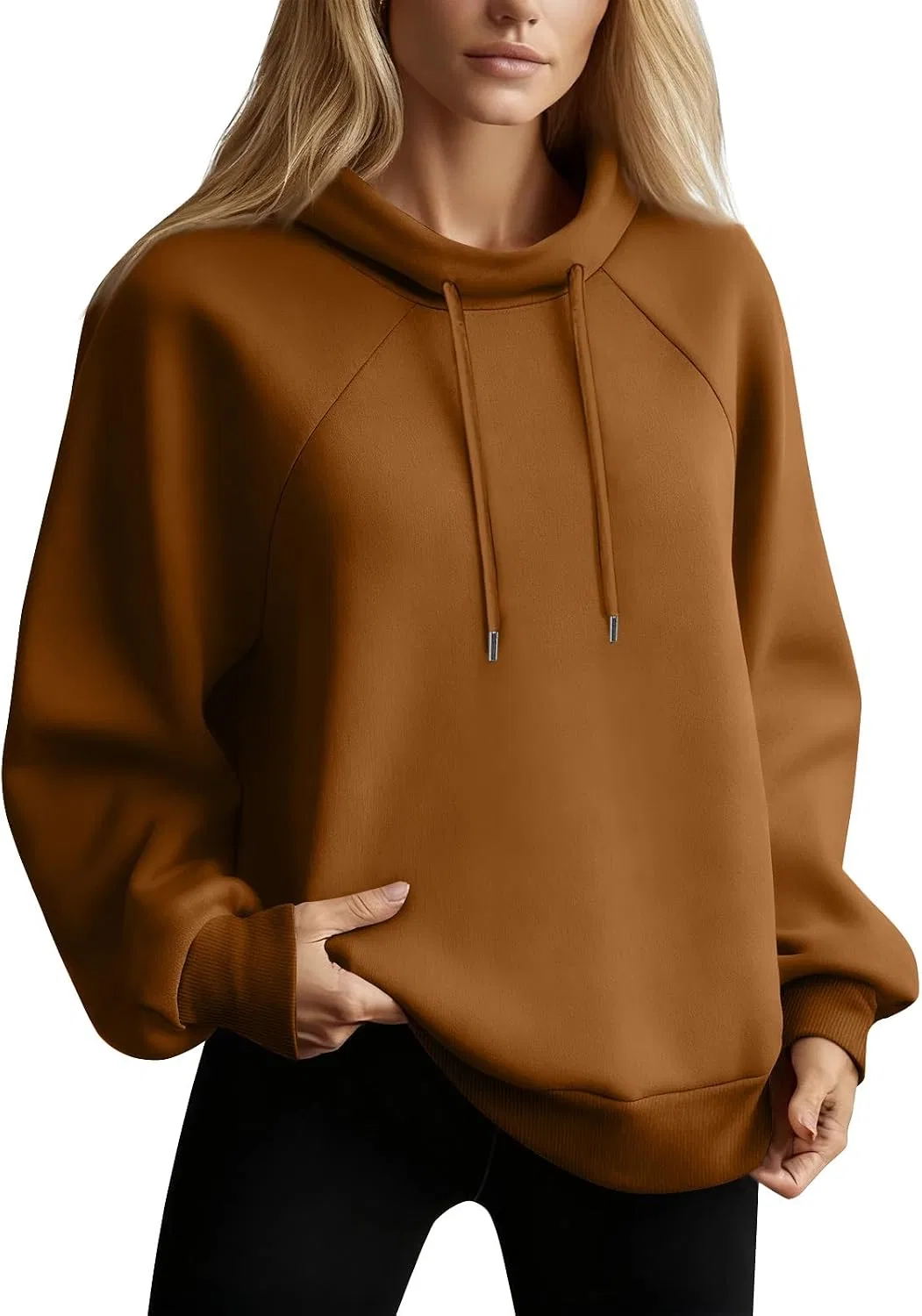 Женский свитшот с хомутом-стойкой Oversized Fleece Pullover, коричневый — фото 4