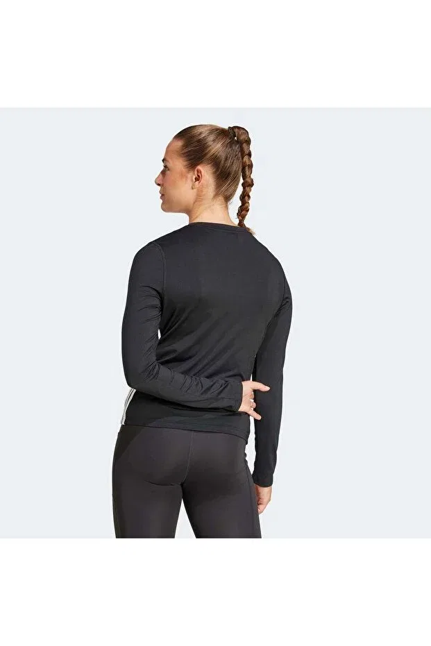 Женская спортивная футболка с длинным рукавом Adidas, Black / White — фото 2