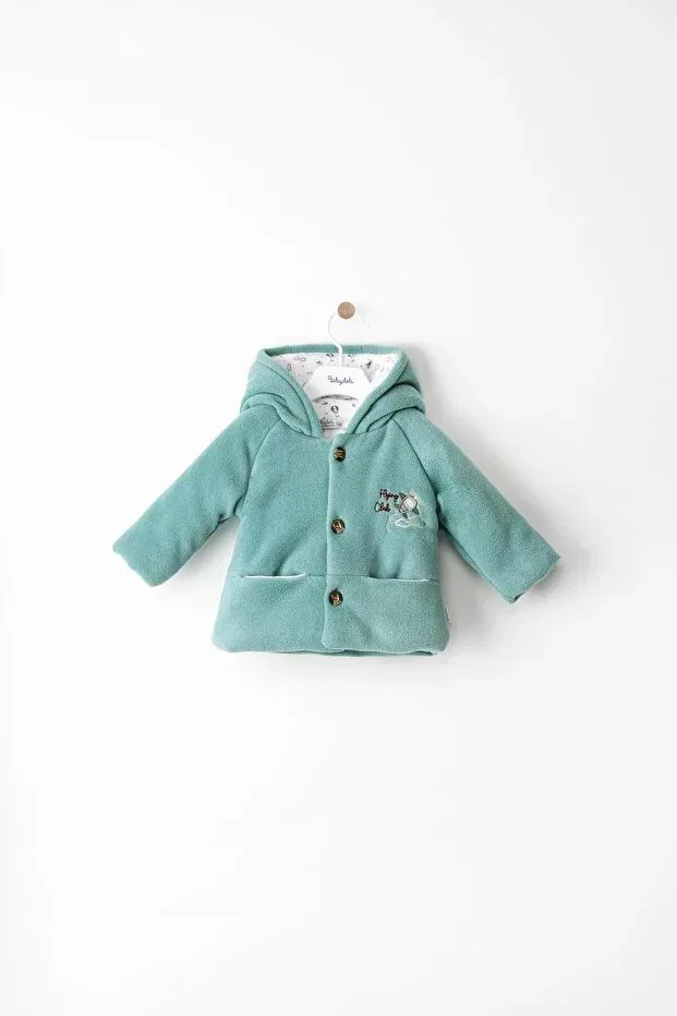 Детское зимнее пальто для девочек на флисе с капюшоном Babydola, Mint Green — фото 2