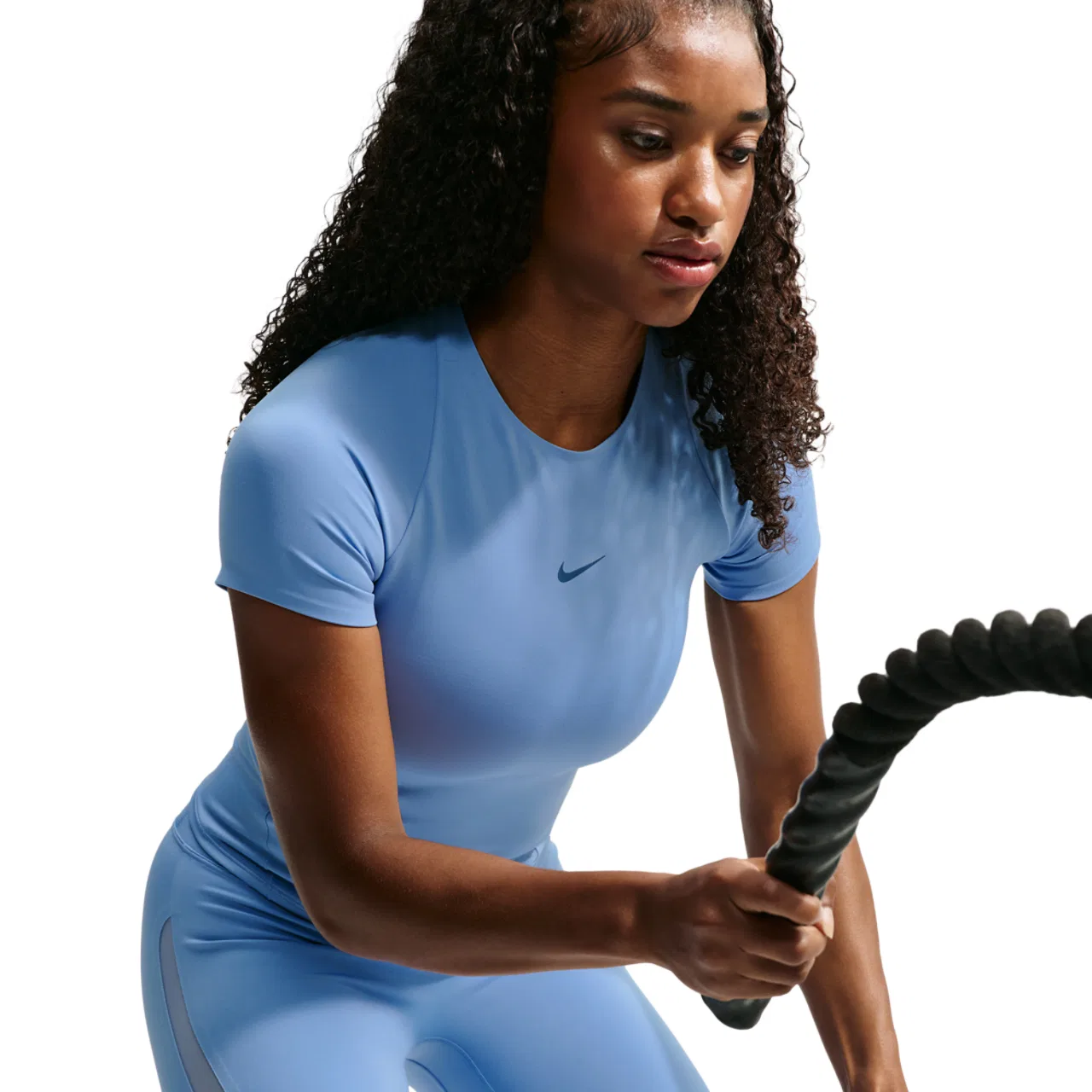 Женская футболка с длинным рукавом Nike Dri-FIT Universal SS Mesh Top, Work Blue/Chambray/New Slate — фото 3