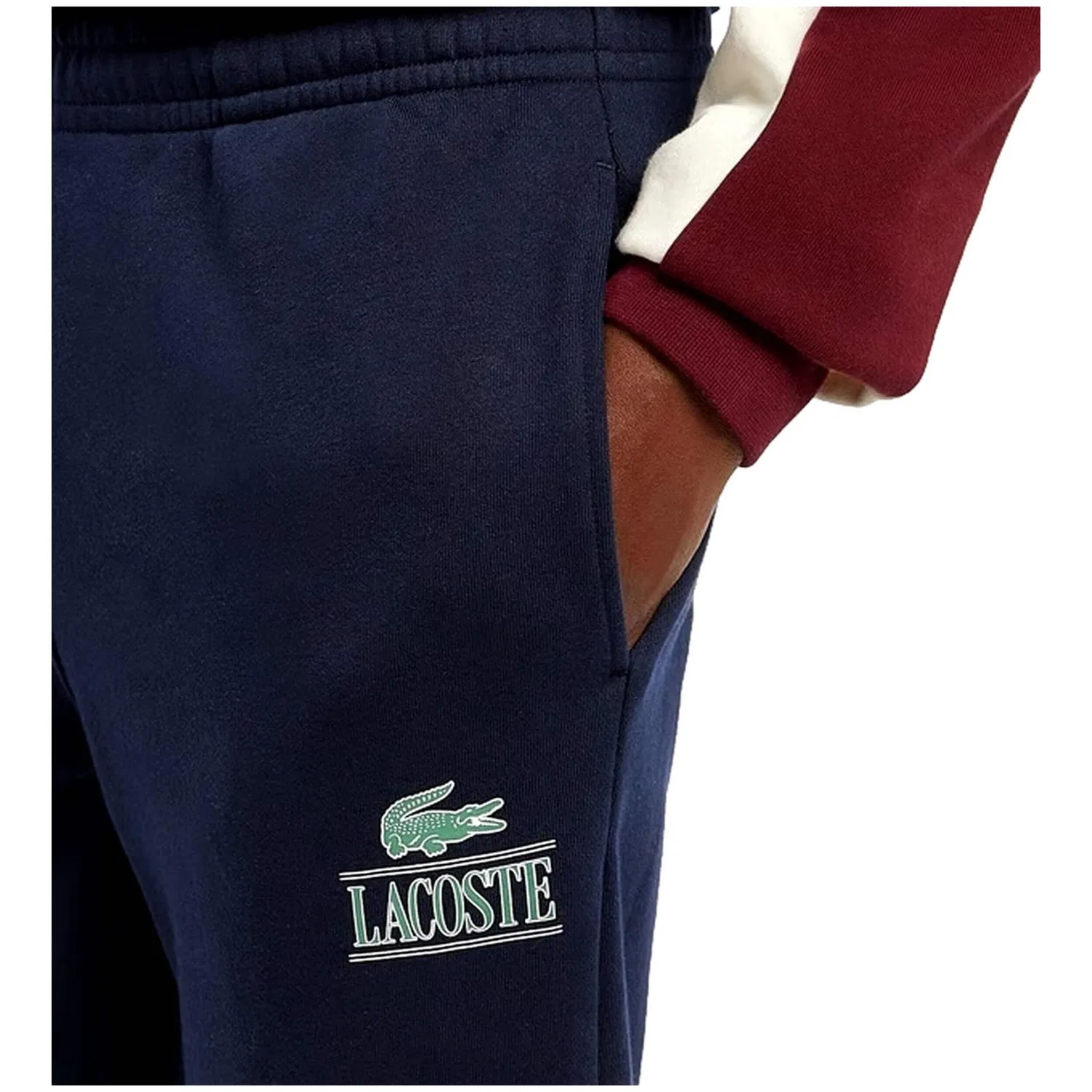 Мужские спортивные штаны с принтом Signature Lacoste, Цвет: Grau / Navyblau — фото 4