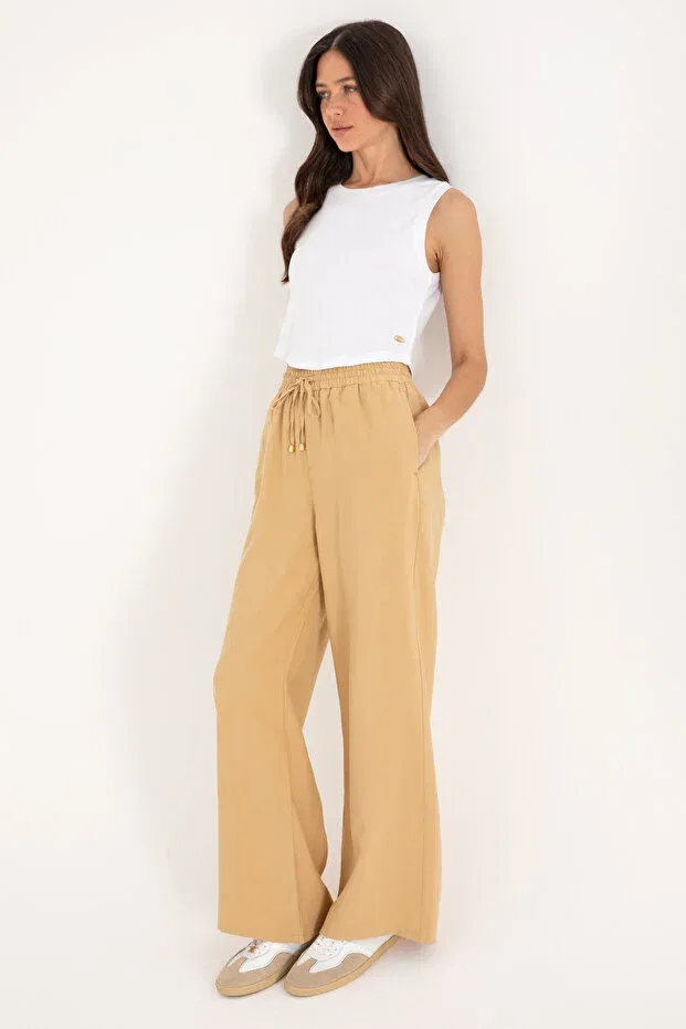 Женские брюки свободного кроя из модала U.S. Polo Assn., Camel — фото 3