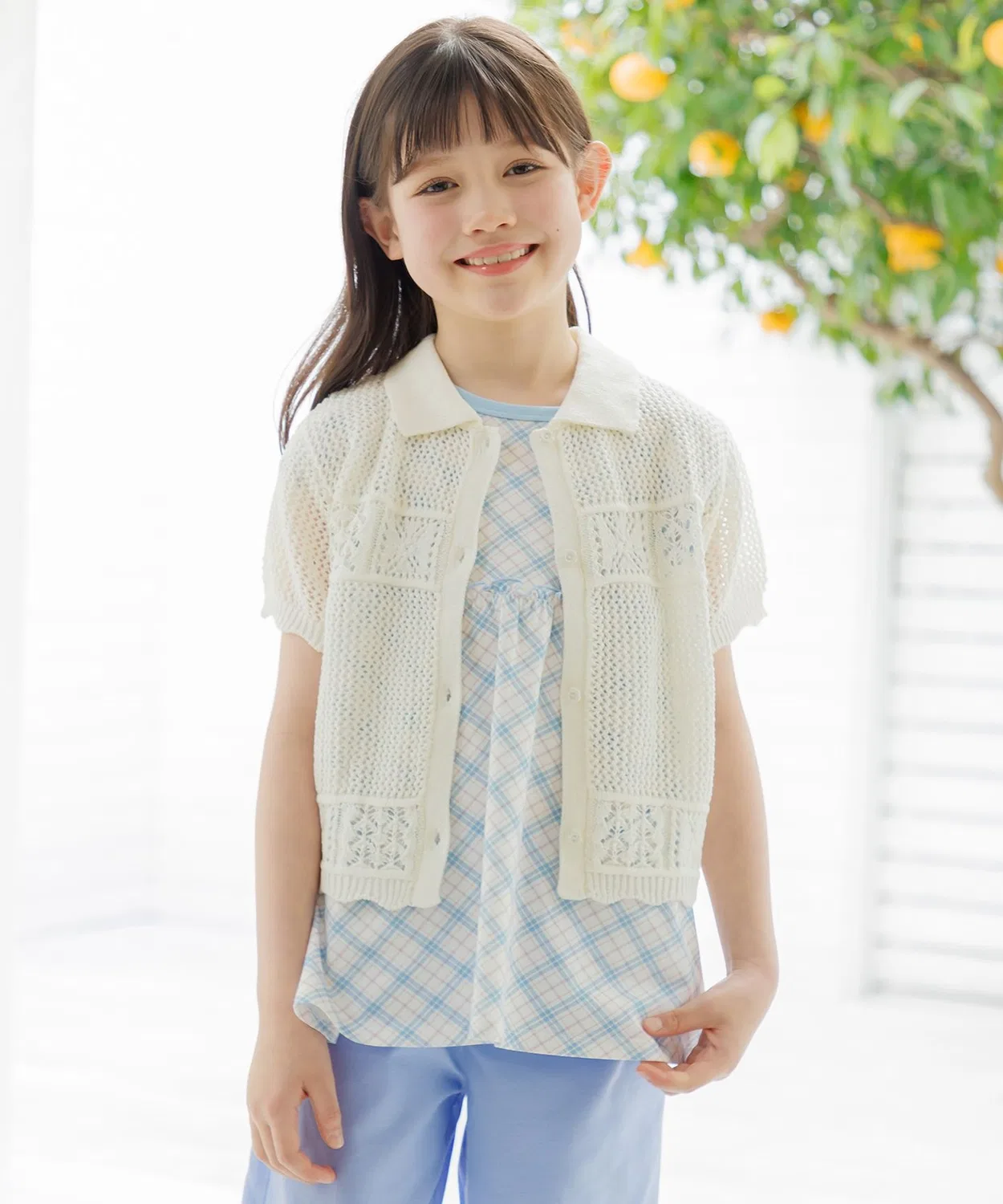 Детский кардиган из хлопка с воротником Kumikyoku KIDS, S-L, Sax Blue — фото 4