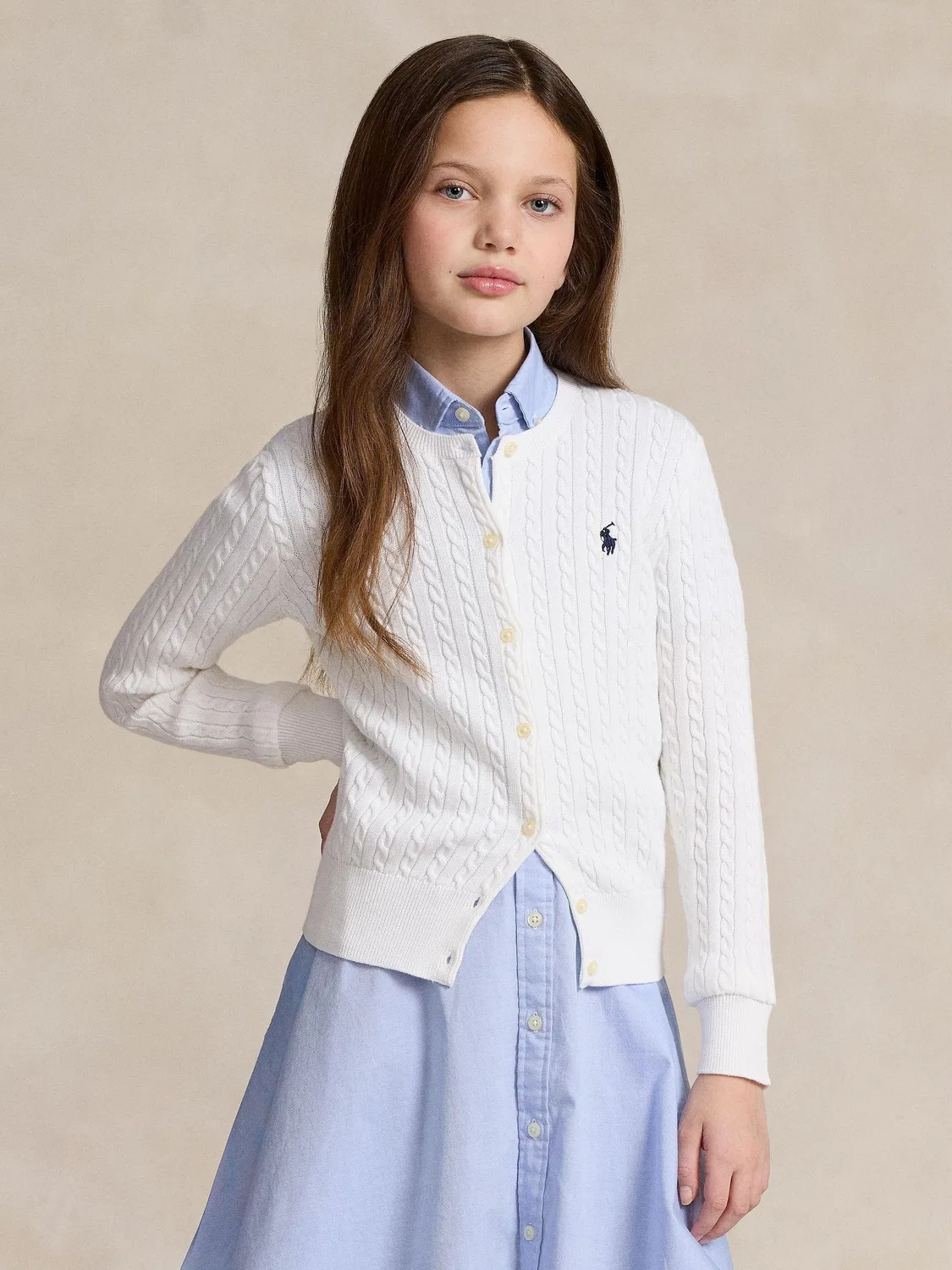Кардиган с косами Polo Ralph Lauren, белый