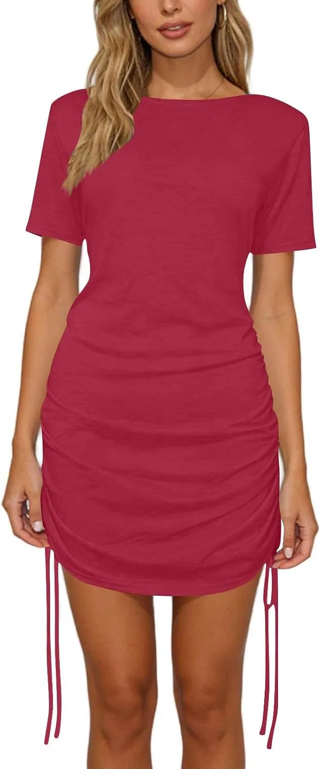 Женское мини-платье с запахом и завязками Generic, Red — фото 3