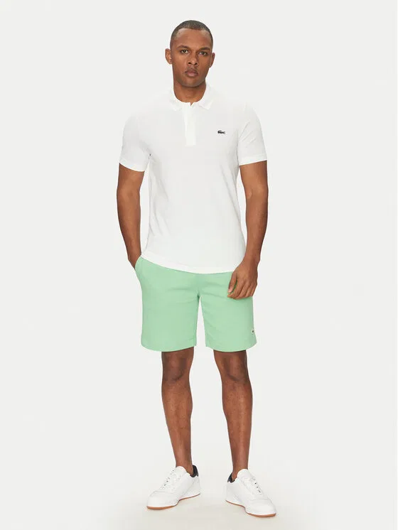 Поло Lacoste regular fit, мужское, однотонное, белый — фото 2
