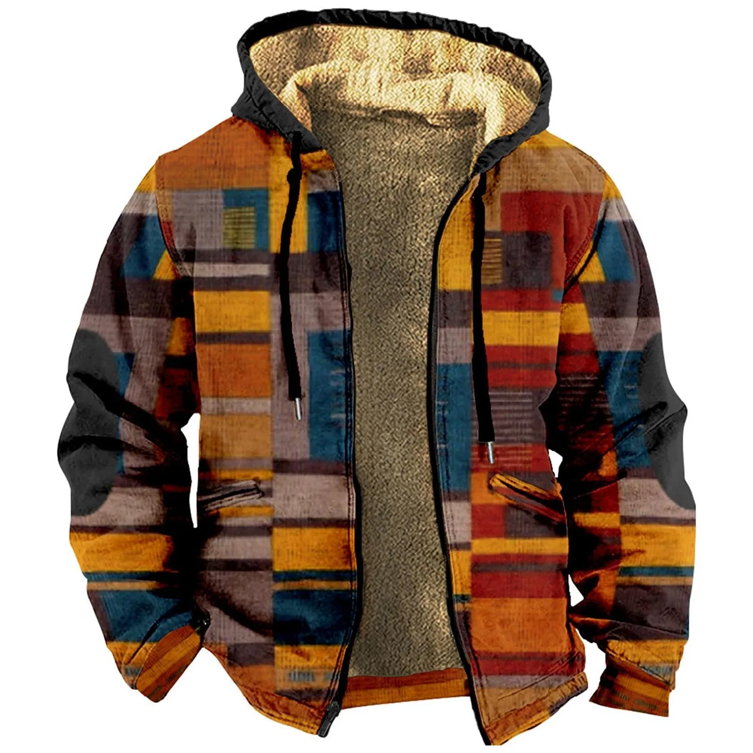 Мужская зимняя куртка-бомбер с капюшоном на молнии с утеплителем, Military Jacket, Orange