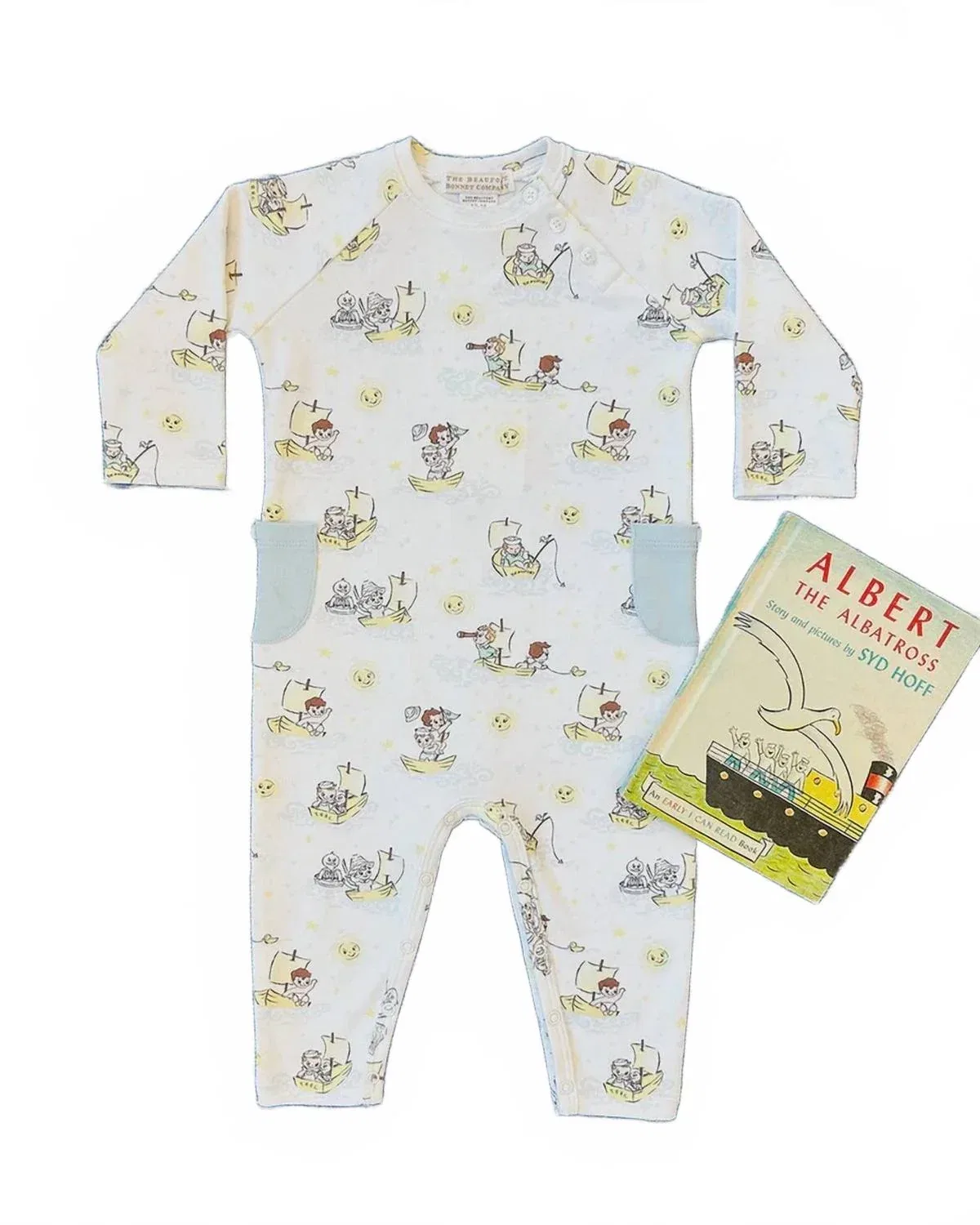Детский боди-комбинезон для мальчиков с винтажным принтом Rayburn Romper Beaufort Bonnet, Buckhead Blue