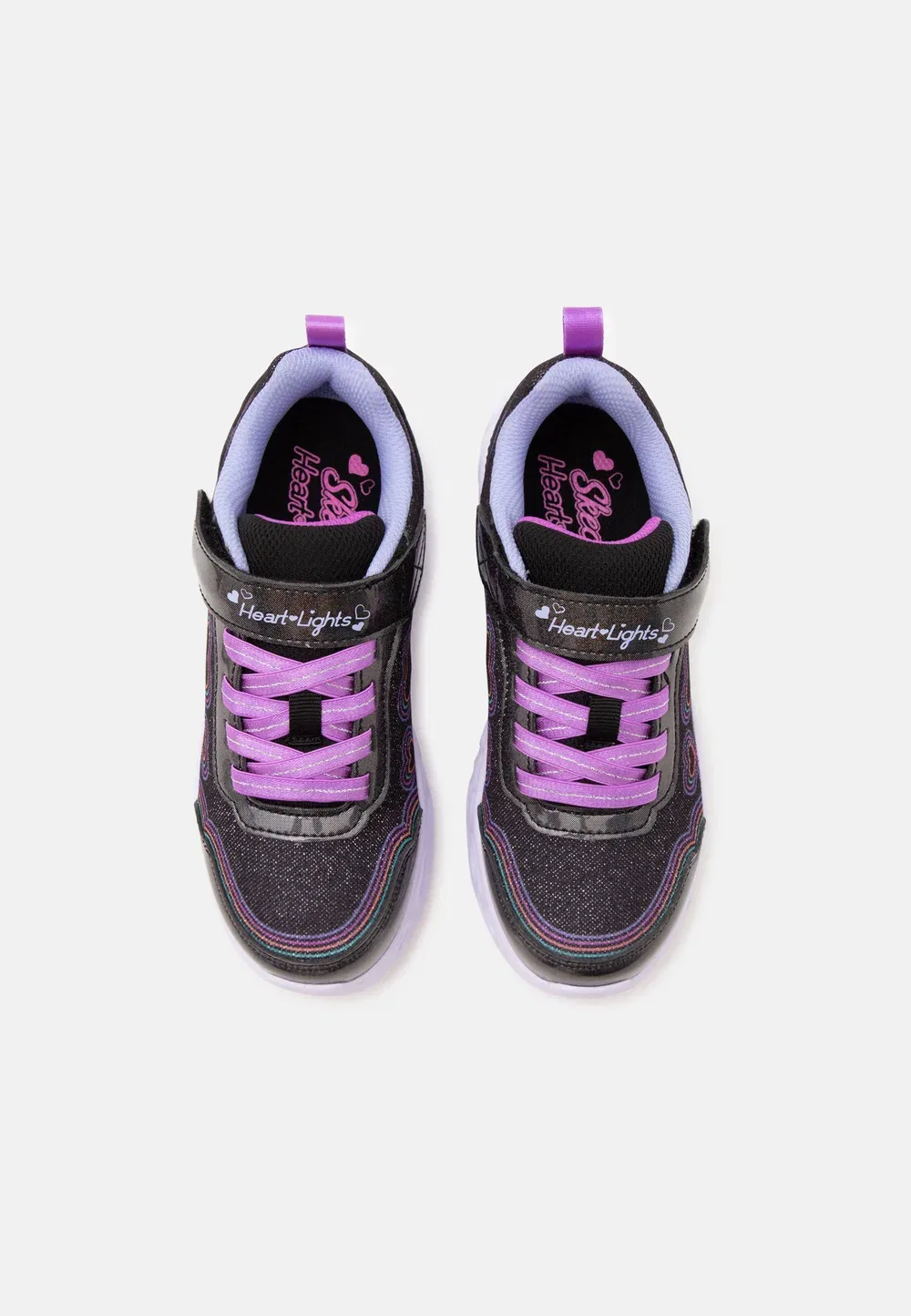 Светящиеся сердечки - кроссовки Skechers, Black/Multi-Coloured — фото 4