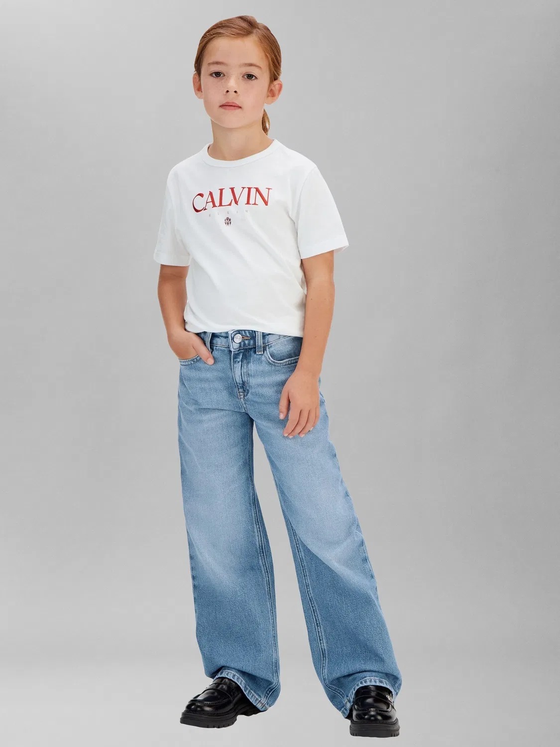 Джинсы свободные с завышенной талией Calvin Klein, синие