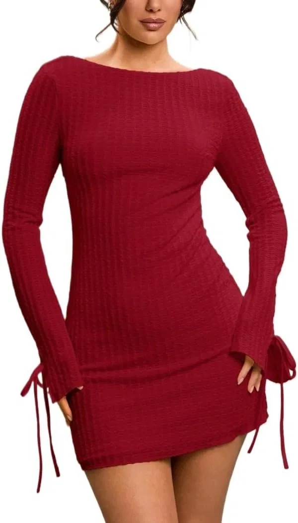 Женское мини-платье с открытой спиной Bodycon, Red