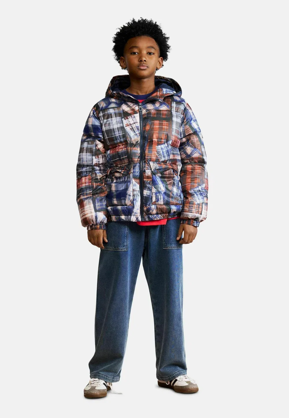Стеганое клетчатое пальто - зимняя куртка Desigual, Blue