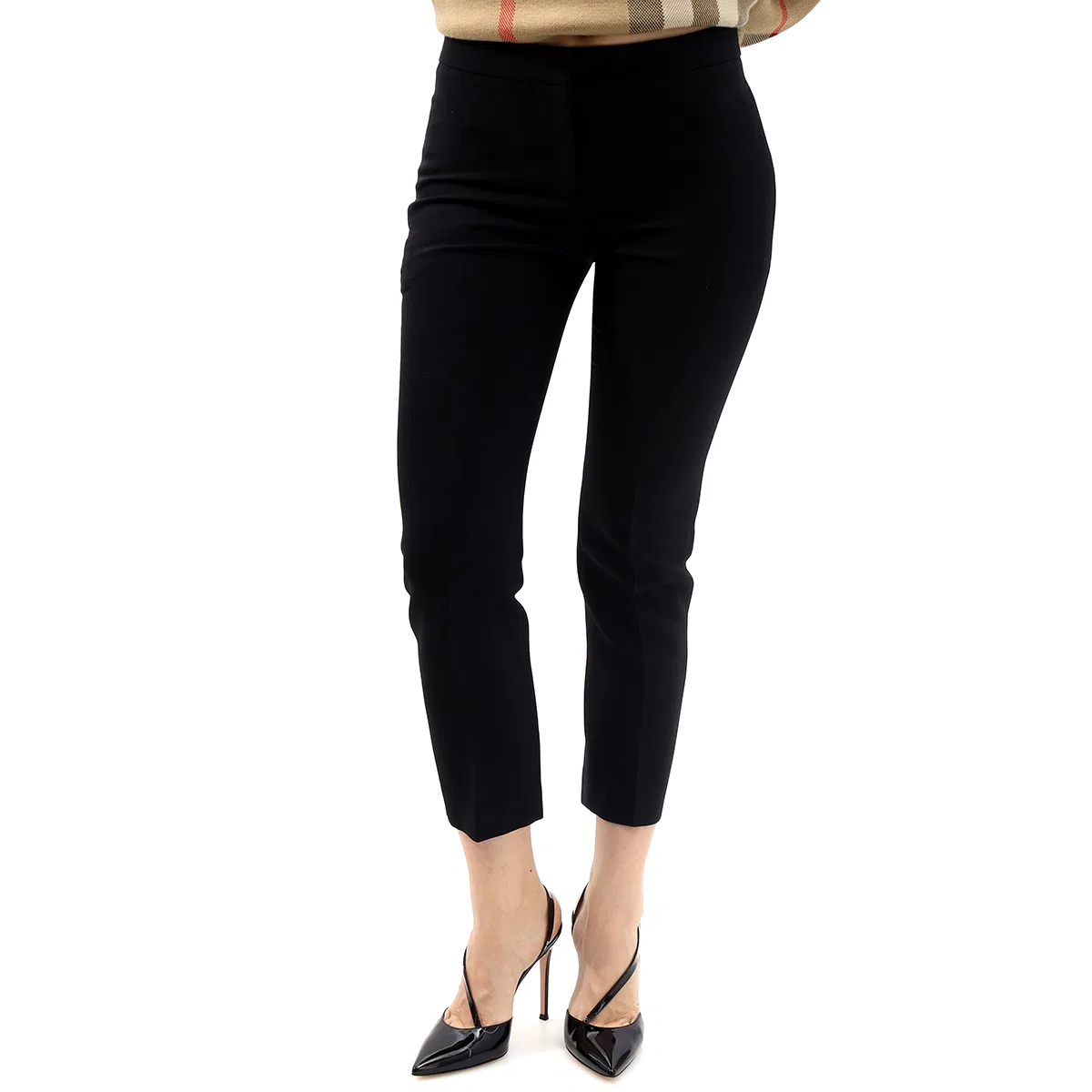Брюки-кроп из шерсти и шелка Black Wool And Silk Blend Crop Trousers Alexander McQueen, Black