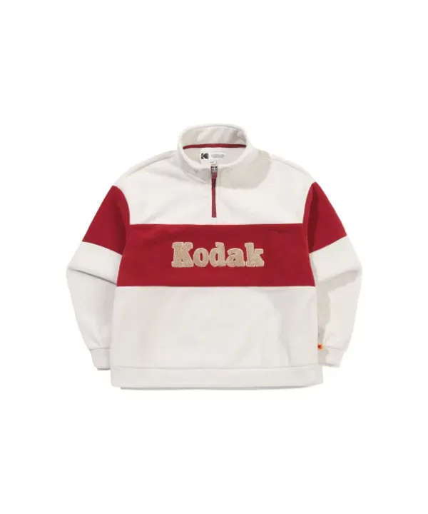 Флисовая кофта полузастежка Color Block, Kodak Kids, слоновая кость