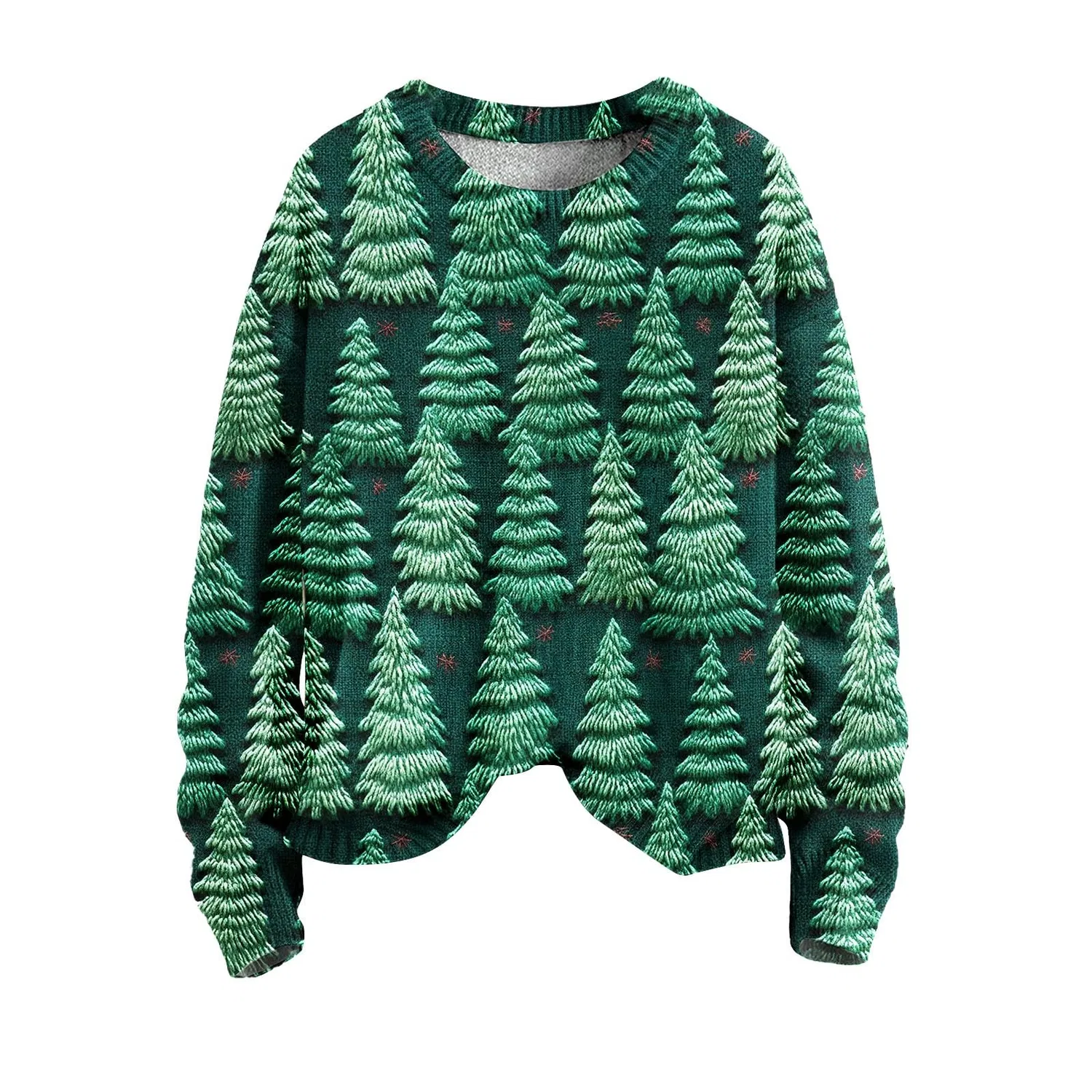 Женский свитшот оверсайз с принтом Christmas Tree, с длинным рукавом, Green Mint — фото 3