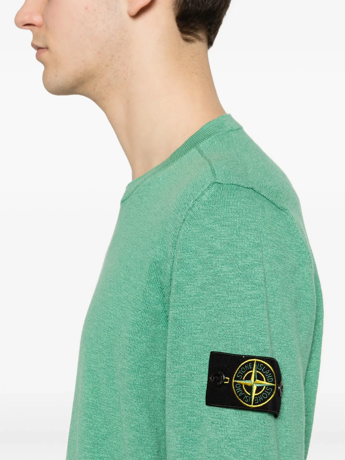 Свитер с логотипом и круглым вырезом Stone Island, зеленый — фото 4
