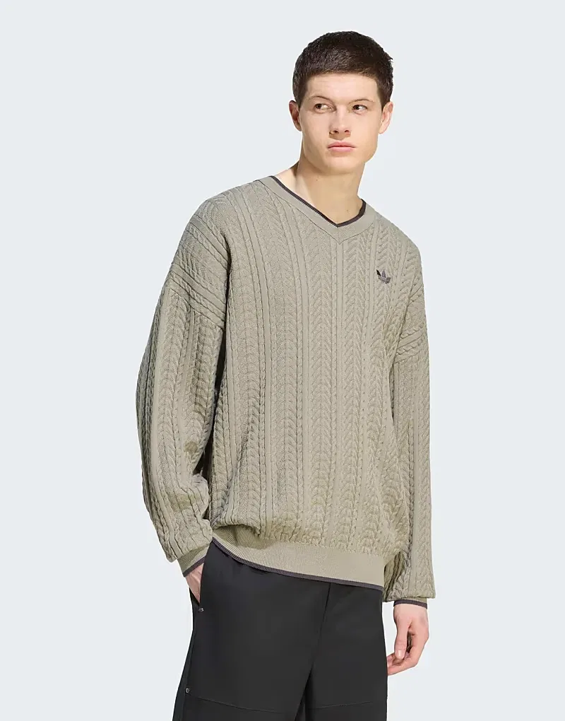 Свитшот Adidas Originals с круглым вырезом и косами, серебристая галька