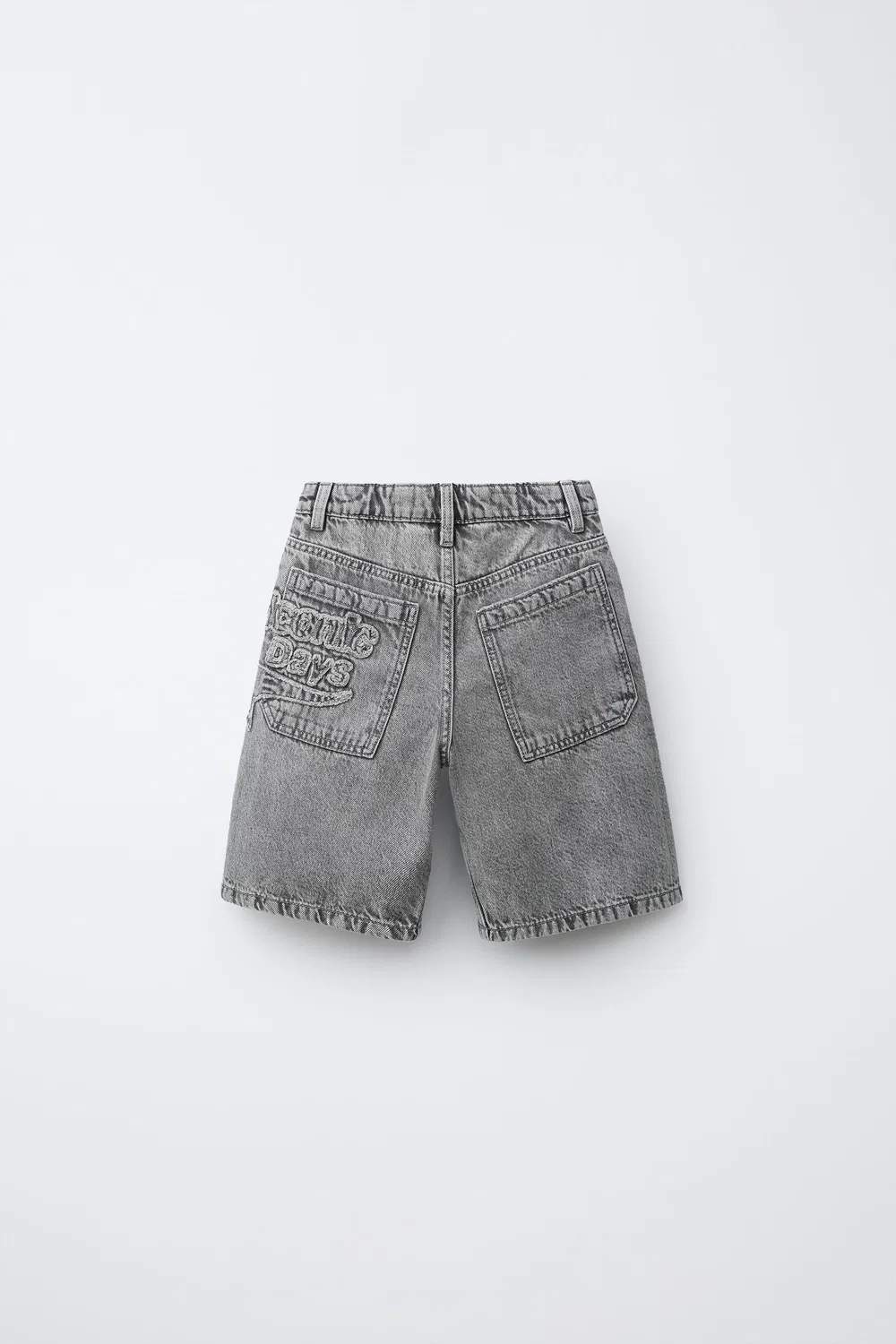 Джинсовые шорты-бермуды со звездой и надписью ZARA, Mid-Grey — фото 2