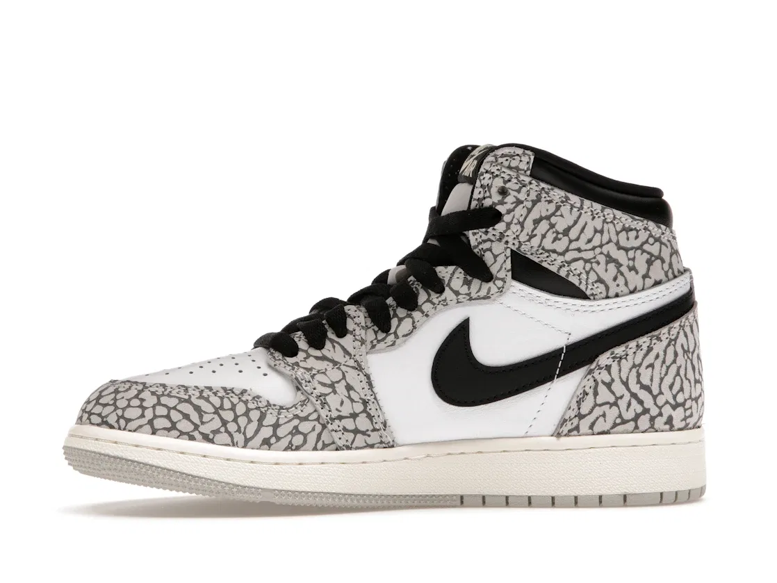 Детские кроссовки Lifestyle с принтом Elephant Print Jordan 1 Retro High OG Jordan, Tech Grey/Muslin/Black/White — фото 3