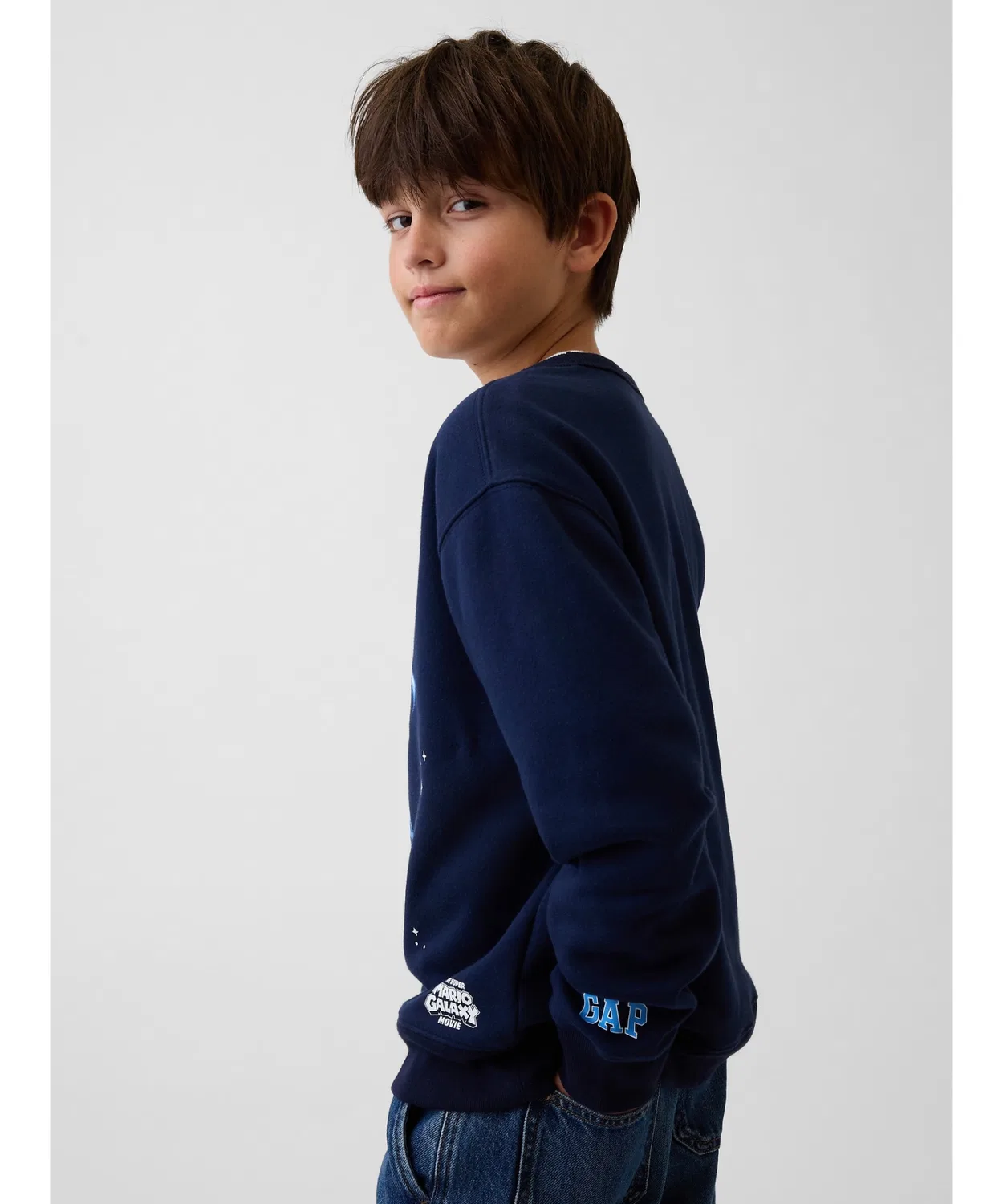 Детский свитшот с длинным рукавомSuper Mario Relaxed Fit GAP, Black — фото 4