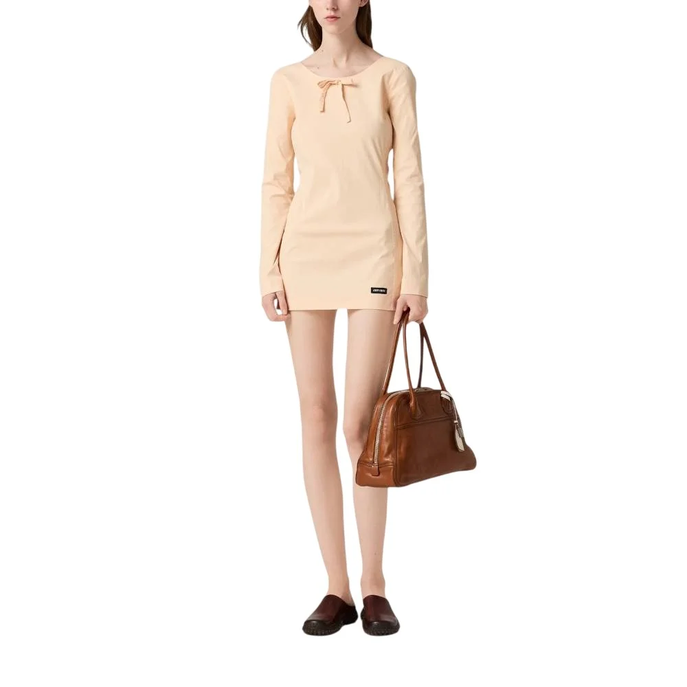 Платье Miu Miu Stretch Poplin Mini, персиковый