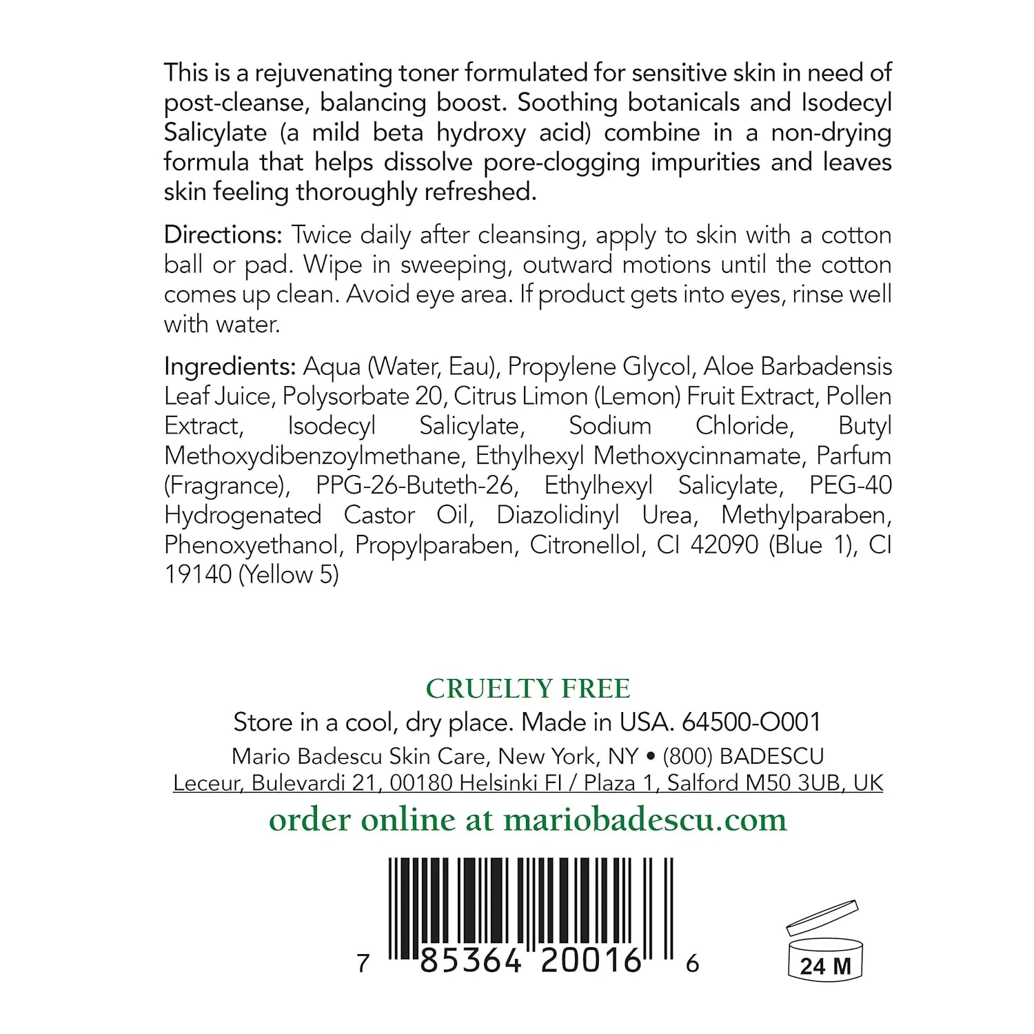 Тоник Mario Badescu — Очищающий - Keratoplast - успокаивающий и омолаживающий с алоэ вера. ( .), 473 мл — фото 2