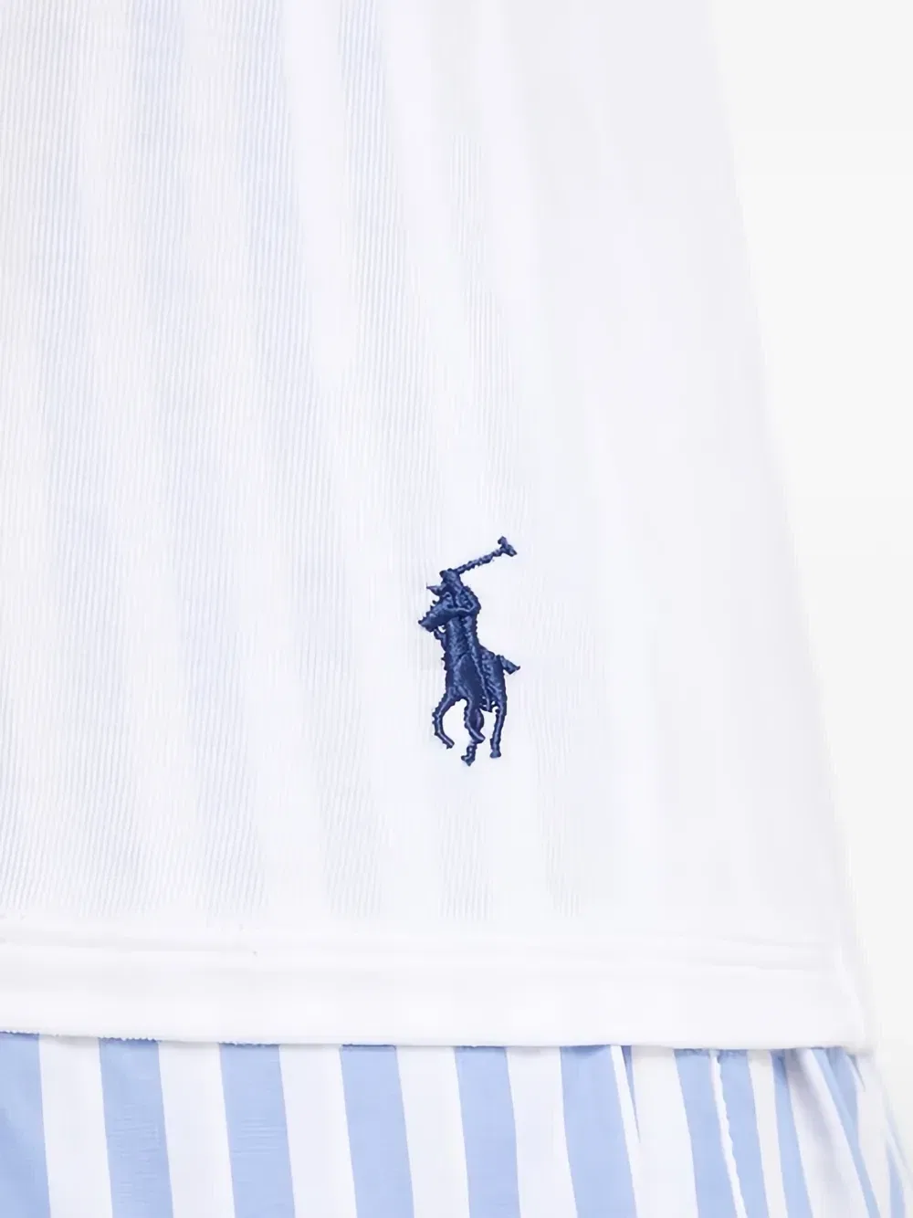 Комплект для сна из шорт и майки-алкоголистки в полоску POLO RALPH LAUREN, белый — фото 4