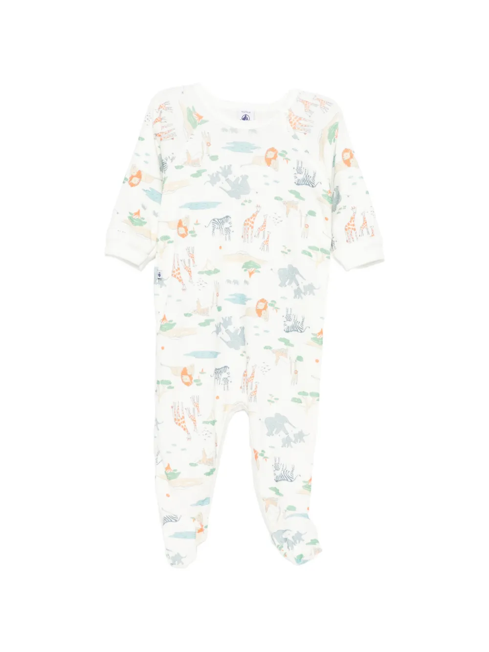 Детский комбинезон с анималистичным принтом Petit Bateau, белый