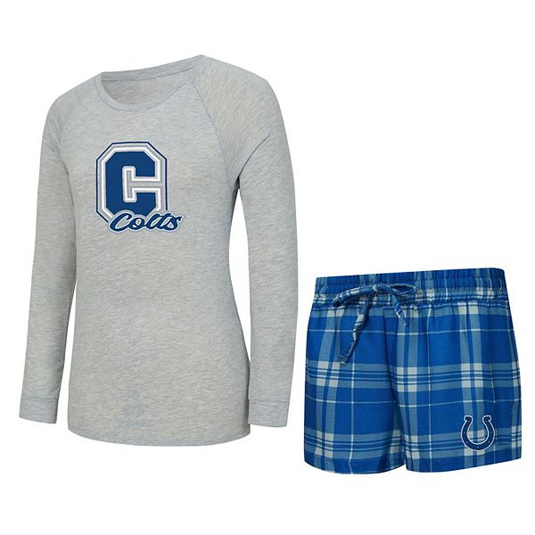 

Женский лонгслив и шорты для сна concepts sport heather gray/royal indianapolis colts regulate plaid Unbranded