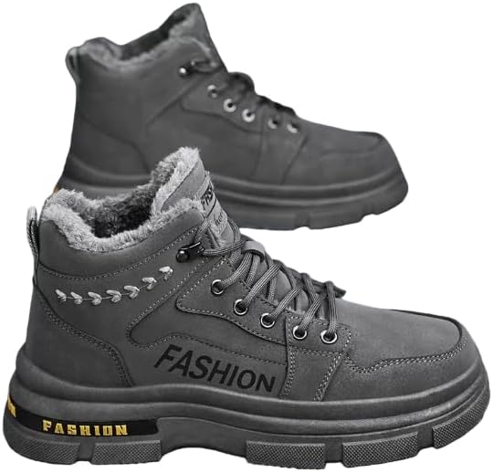 

Мужские зимние ботинки для снега легкие водонепроницаемые с утеплителем из меха противоскользящие для холодной погоды Hhhchpm, серый