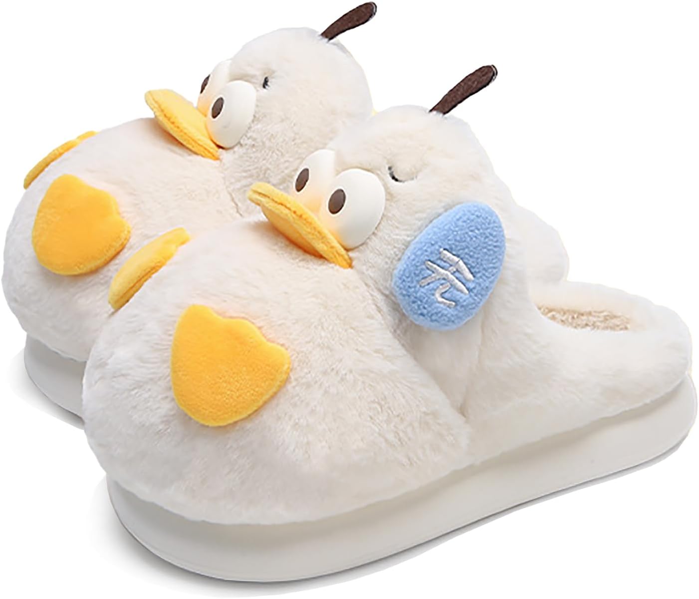 

Тапочки с пряжкой для женщин и мужчин, теплые, с флисовой подкладкой, милые зимние тапочки, пушистые домашние тапочки для дома и улицы Yafirgeer, белый