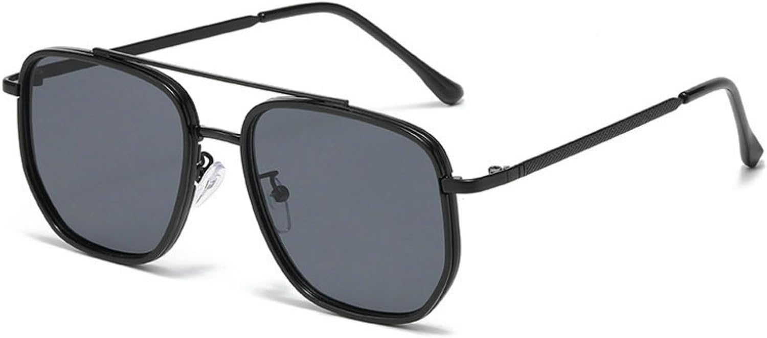 

Солнцезащитные очки Willochra Retro Pilot для женщин и мужчин, увеличенного размера, с двойной металлической перемычкой, модные квадратные, черные с градиентным переходом, C1