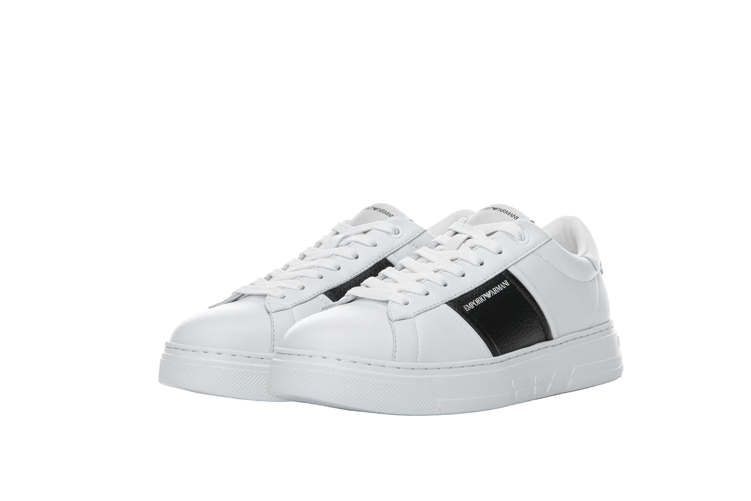 Кроссовки мужские Casual Low top из коровьей спилковой кожи EMPORIO ARMANI, белый черный — фото 4