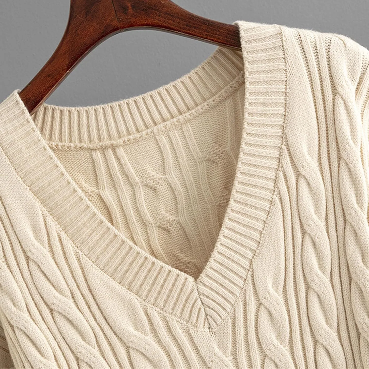 Женский спортивный костюм Ribbed Knit, длинный рукав, широкие брюки, цвет A07_beige — фото 4