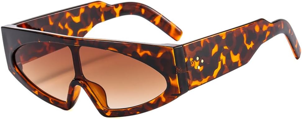 

Солнцезащитные очки «кошачий глаз» для женщин, ретро, ​​цельные, с градиентным переходом цвета, защита от УФ-излучения UV400; солнцезащитные очки для мужчин с заклепками LANGSER, Leopard