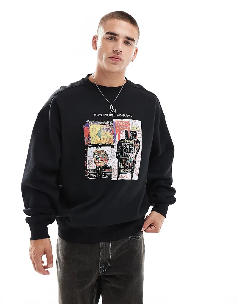 

Свободная толстовка с принтом Cotton On Basquiat черного цвета Cotton:On