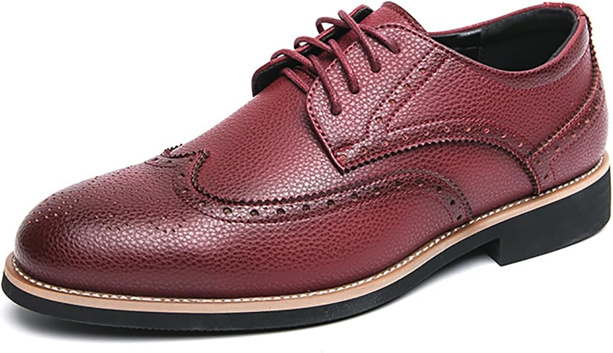 

Мужские кожаные броги оксфорды, формальные деловые туфли на шнурках, дерби с крыльями, ретро свадебные офисные туфли Egebs, красный