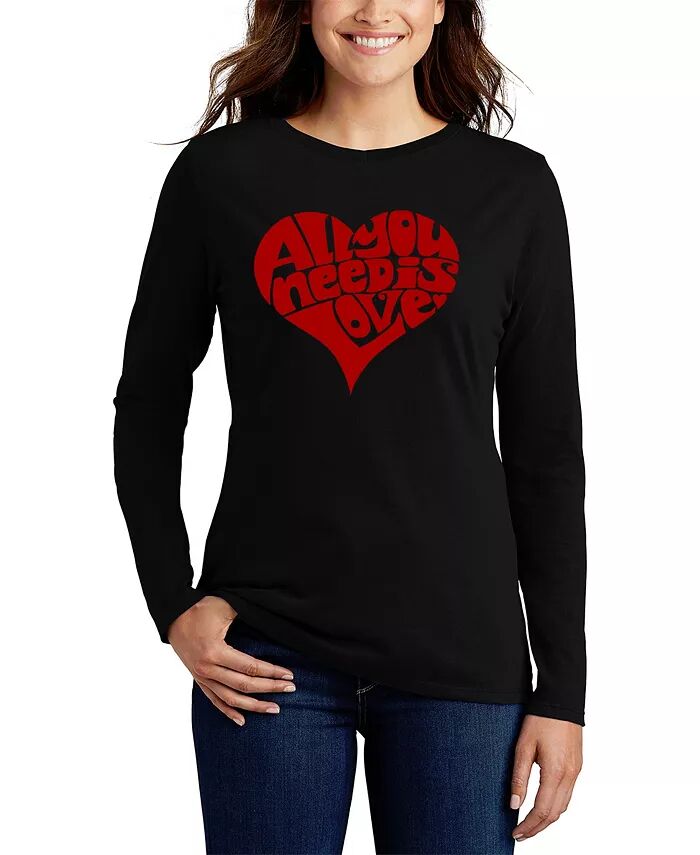 

Женская футболка с длинным рукавом и надписью «All You Need is Love» LA Pop Art, черный