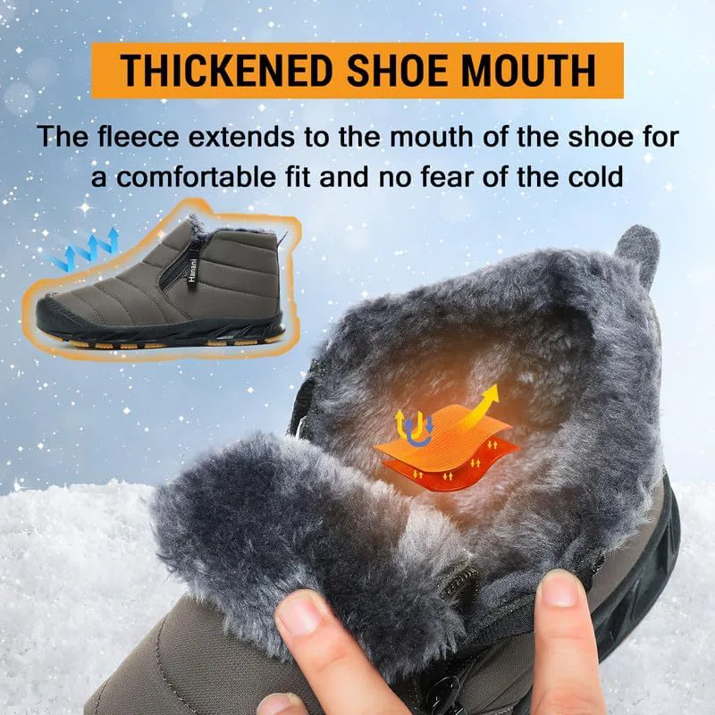 Мужские зимние ботинки Hanani Mens Snow, водонепроницаемые, с меховой подкладкой, теплые ботинки до щиколотки, на молнии, удобные для прогулок и активного отдыха, темно-коричневый — фото 2