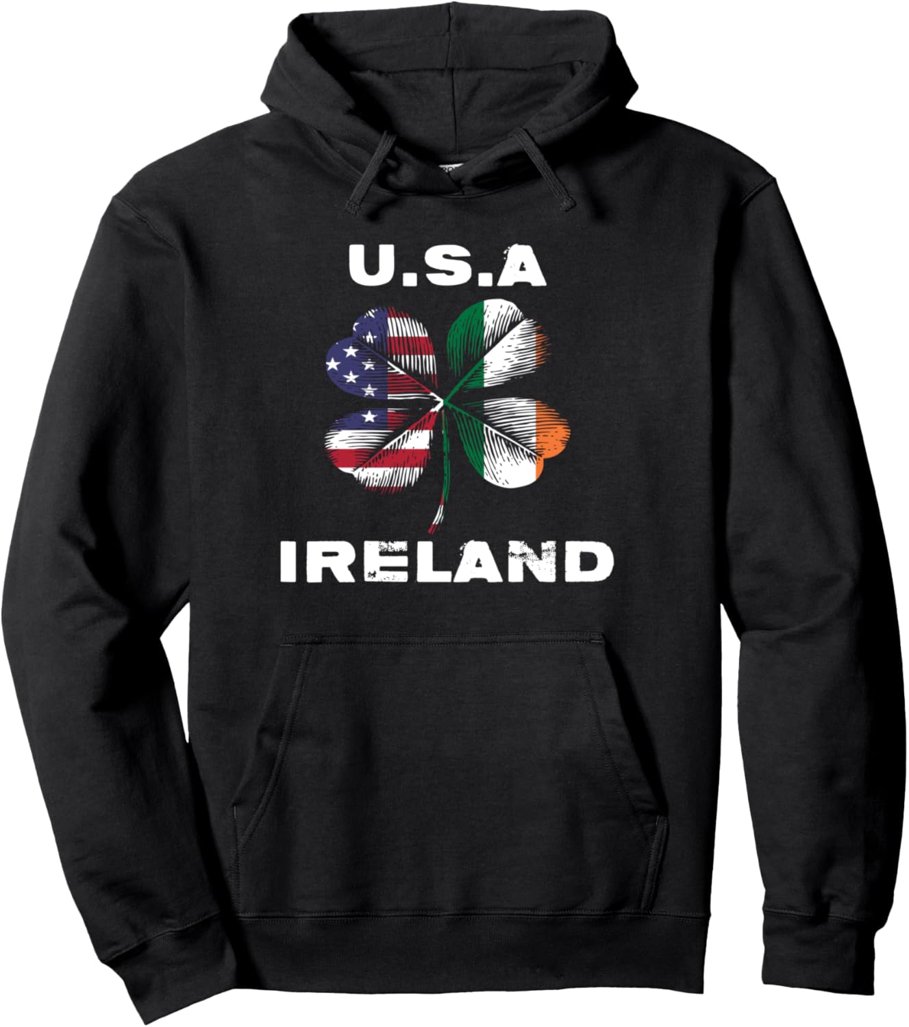 

Ирландско-американская толстовка с клевером и флагом США American Independence Day Irish American Patriot, черный