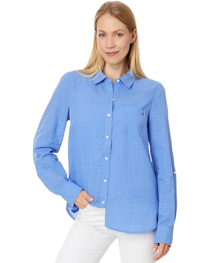 

Рубашка Tommy Hilfiger Plaid Dobby Roll Tab, цвет French Blue