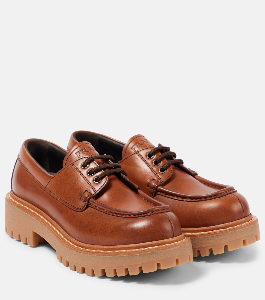 Кожаные туфли дерби Prada, Cognac