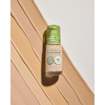 Deborah Milano Pure Nude BIO Foundation Formula с витамином С и алоэ вера SPF 20 Жидкая текстура среднего покрытия для ровной сияющей бархатистой кожи Зеленый 30 мл — фото 3