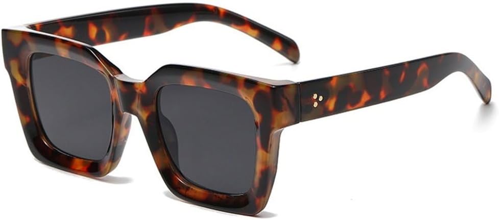 

Мужские винтажные солнцезащитные очки с квадратными заклепками, модные солнцезащитные очки с защитой от УФ-излучения UV400, женские солнцезащитные очки с градиентным покрытием SKFGNX, Leopard Grey