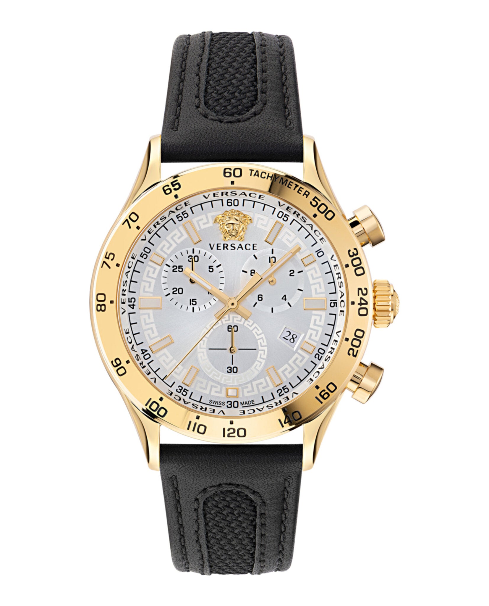 

Часы Hellenyium Chrono из кожи Versace, черный/золотой/серебряный