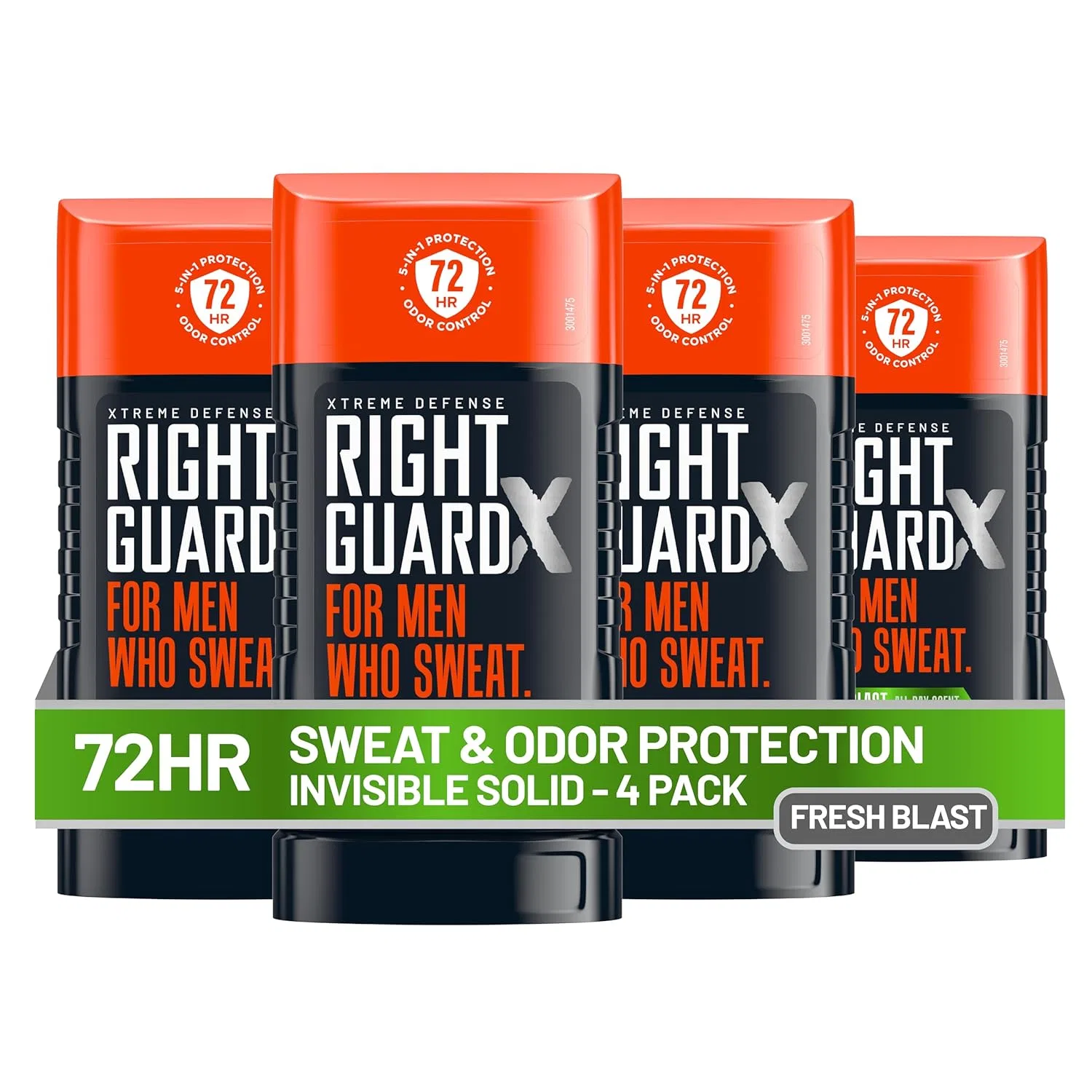 Мужской дезодорант-антиперспирант Right Guard Xtreme Defense Invisible Solid Stick, Fresh Blast, 4 штуки Right Guard