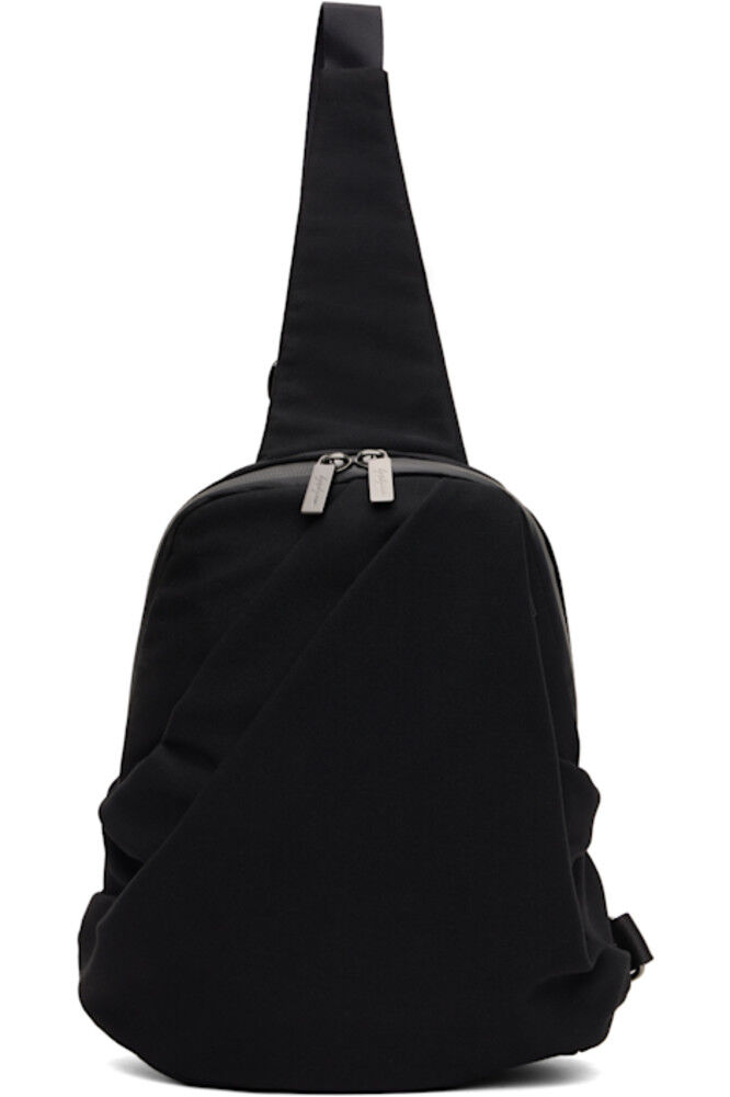 

Черный шерстяной габардиновый нейлоновый рюкзак Tuck Sling YOHJI YAMAMOTO