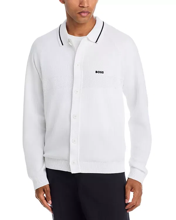 Мужской свитер с длинным рукавом Tennis Member Logo Sweater Polo Boss, белый