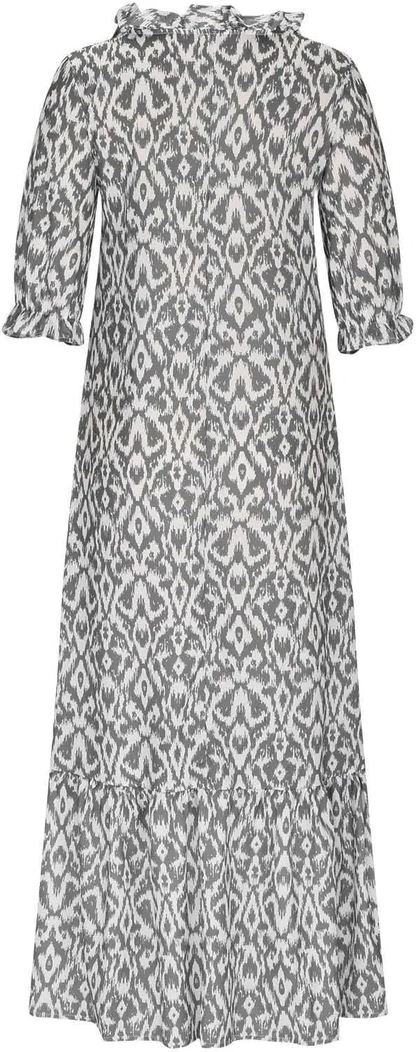 Женское летнее платье макси A-силуэта с рюшами, Grey — фото 4