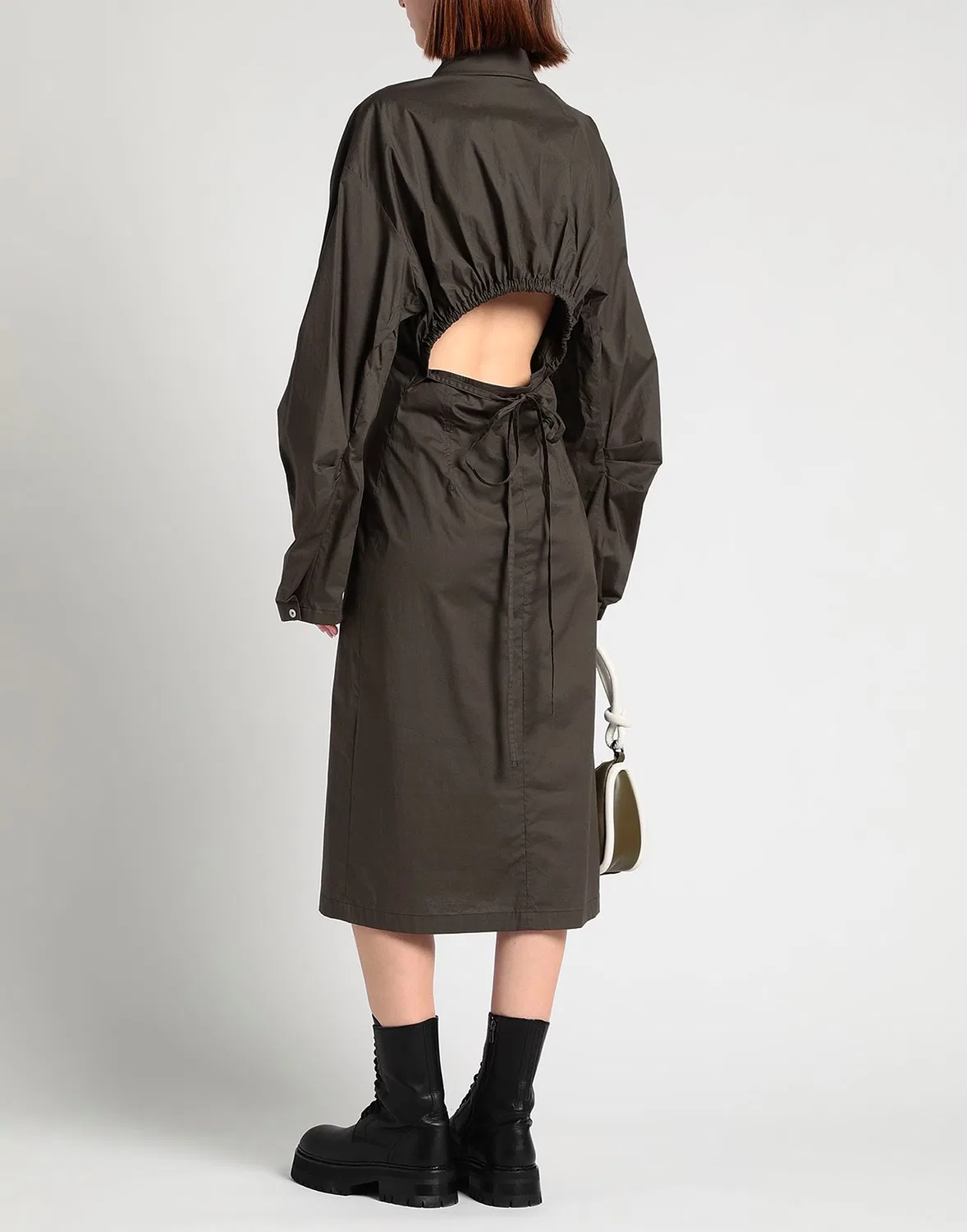 Женское платье-рубашка с длинным рукавом Acne Studios, темно-зеленый — фото 3
